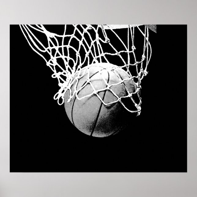 Black White Basketball Print Poster (Devant)