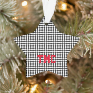 Black White Check Sports Racing INITIALES Red Star