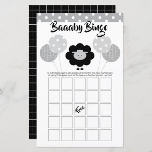 Black White Cube Lamb Baby shower Bingo Carte de j