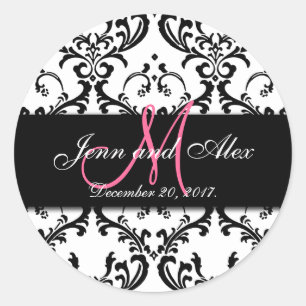 Black White Damask Enregistrer les stickers Date
