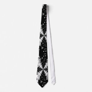 Black & White Echo Music Notes Cravate Motif