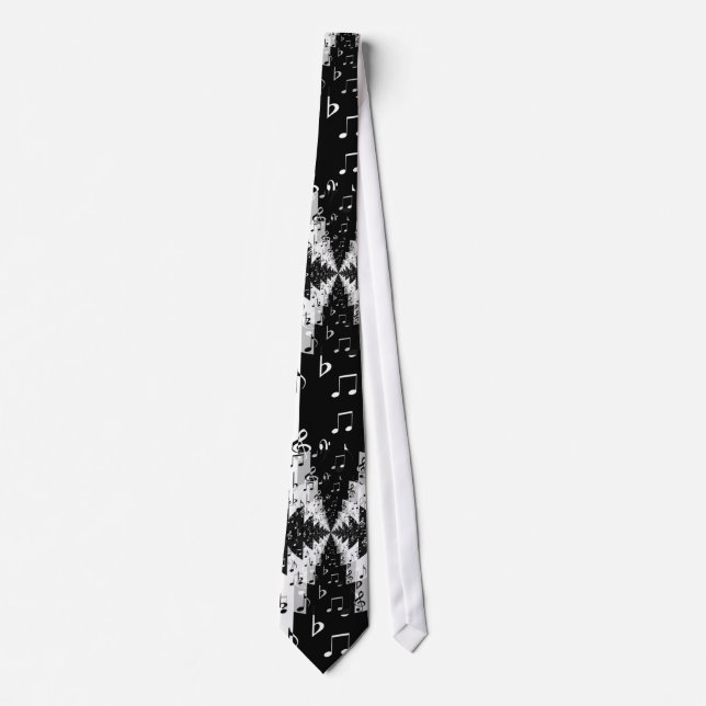 Black & White Echo Music Notes Cravate Motif (Devant)