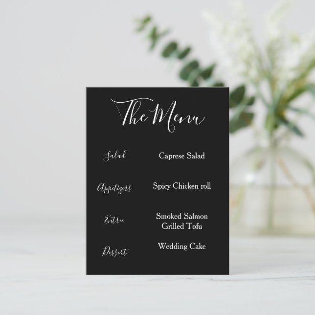 Black & White Elegant Menu Minimalist  (Debout devant)