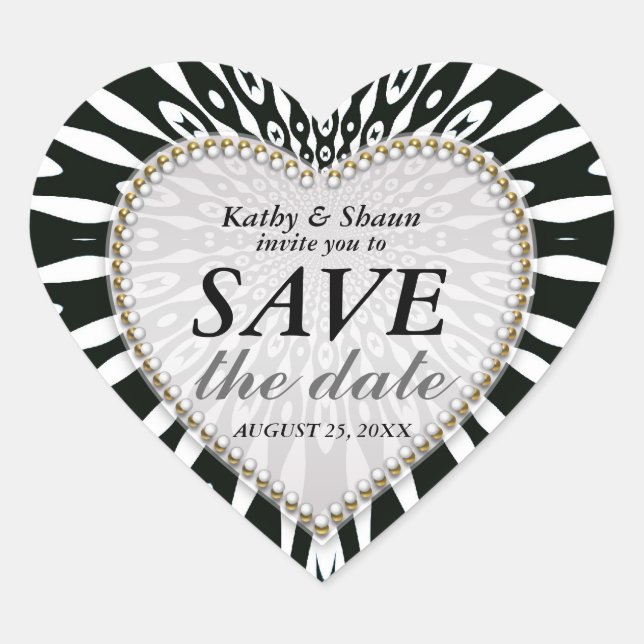 Black & White Enregistrer la date Mariage Stickers (Devant)