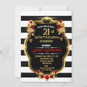 Black, White et Gold 21 e Invitation