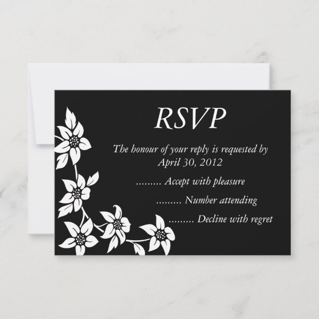 Black & White Event Réponses, RSVP ou cartes de ré (Devant)