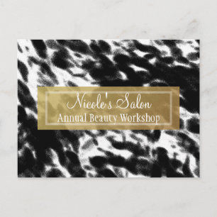 Black White & Faux Gold Chic Salon Event Carte pos
