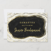 Black White Geode Be My Junior Bridesmaid Proposit