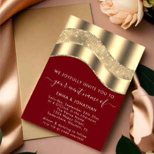 Black White Gold Bordure Vague QR Code Mariage