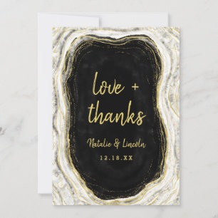 Black White & Gold Geode Mariage Amour et Merci