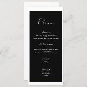 Black White Gold Modern Minimal Menu Mariage
