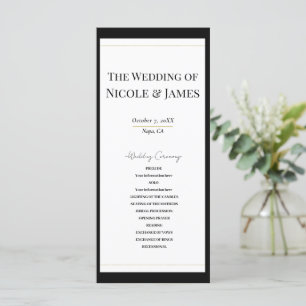 Black White Gold Moderne Programme de mariage mini