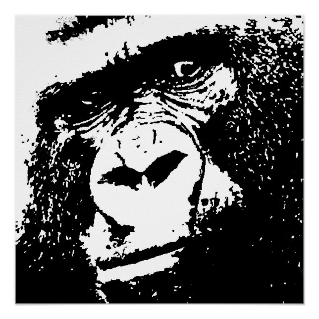 Black White Gorilla Face Pop Art Perfect Poster (Devant)