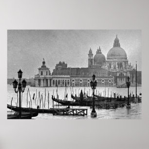 Black White Grand Canal Venice Italie Poster de vo