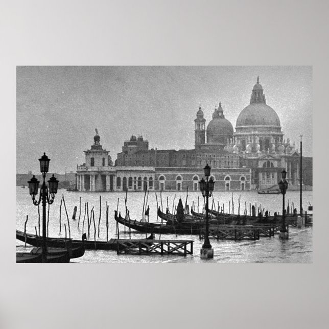 Black White Grand Canal Venice Italie Poster de vo (Devant)