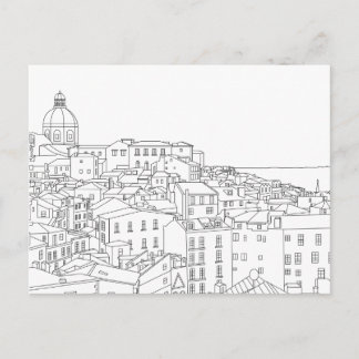 Black & White Line Art Carte postale Lisbonne Port