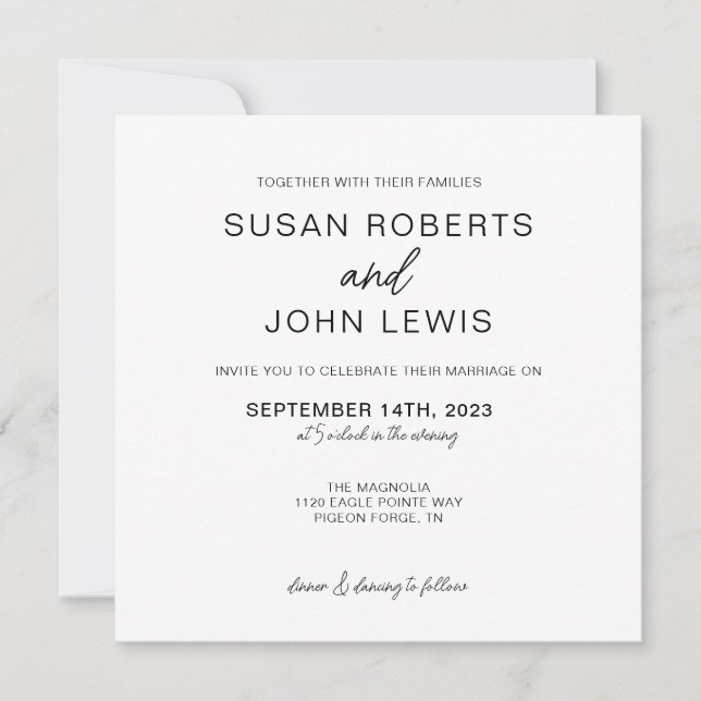 Black & White Modern Wedding Invitation  (Devant)