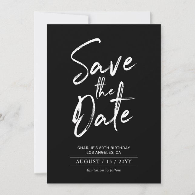 Black & White | Moderne carte d'anniversaire Save  (Devant)