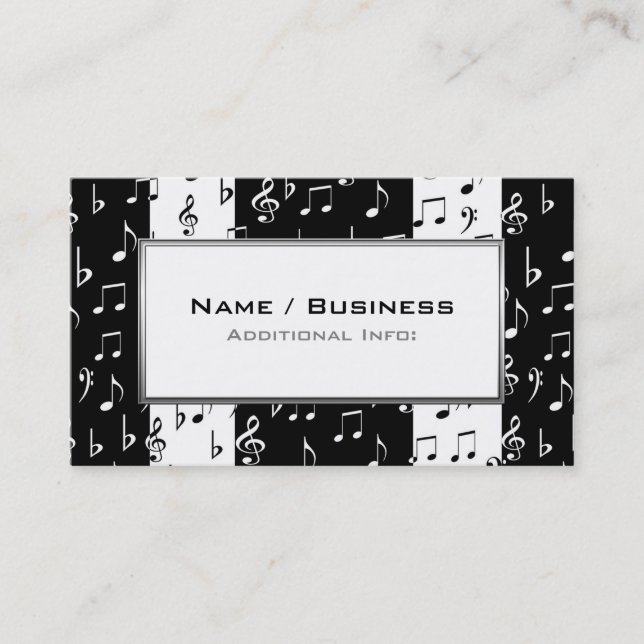 Black & White Musical Stripes Carte de visite 2 (Devant)