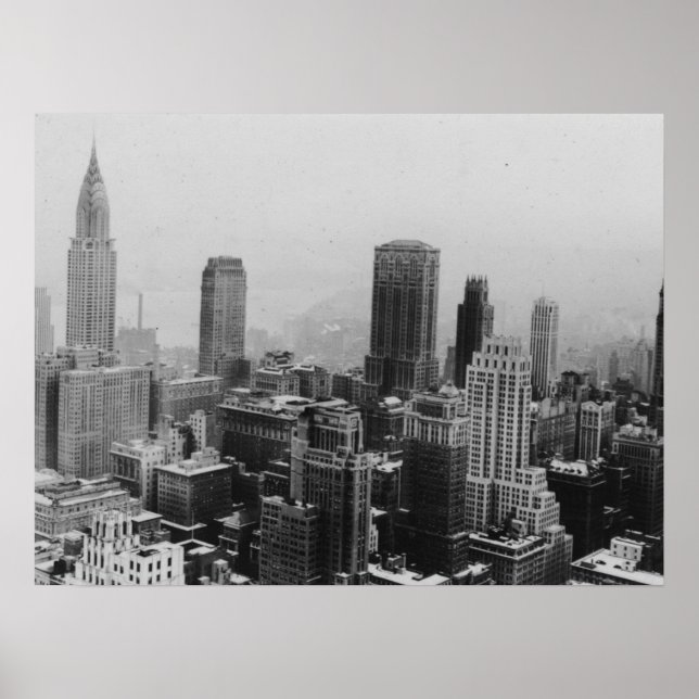 Black White New York Manhattan Panorama Poster (Devant)