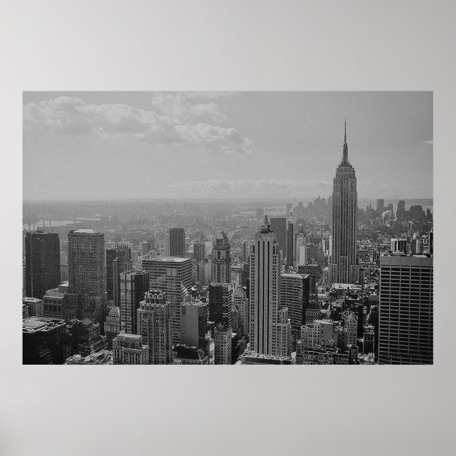 Black White New York Manhattan Panorama Poster (Devant)