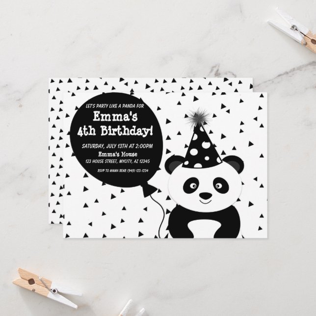 Black & White Party Comme un Invitation d'annivers (Devant/Arrière en situation)