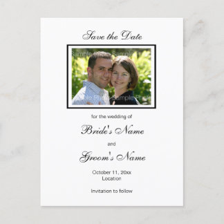 Black White Photo Enregistrer la date Cartes posta