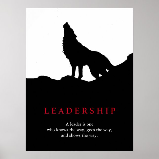 Black White Pop Art Leadership Wolf Poster (Devant)
