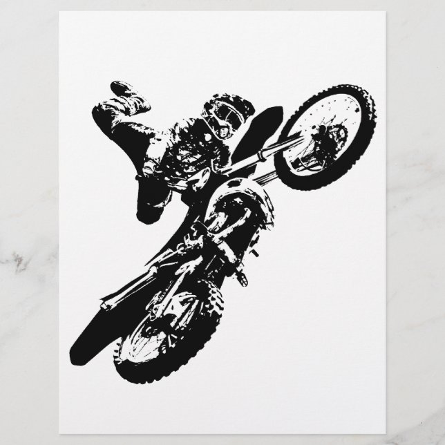Black White Pop Art Motocross Motorcyle Sport (Devant)