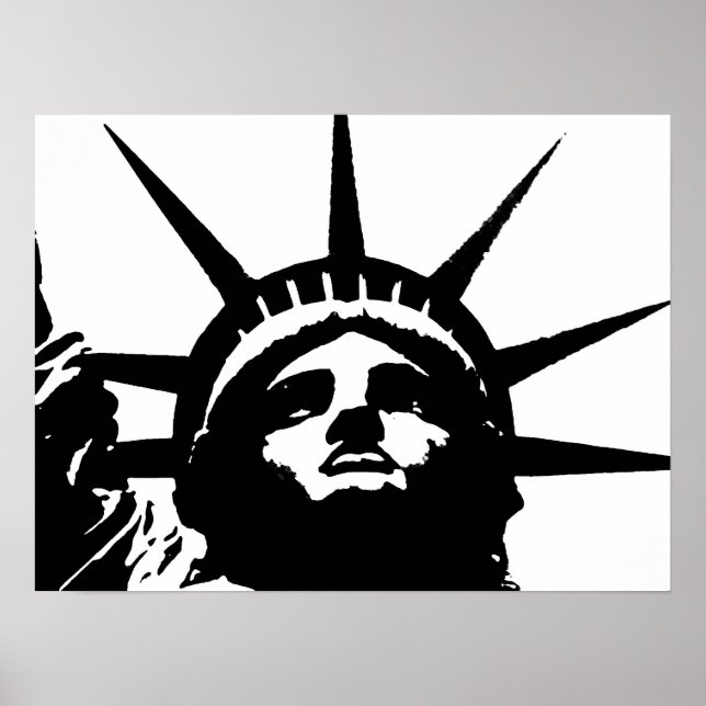 Black & White Pop Art Statue of Liberty Poster (Devant)