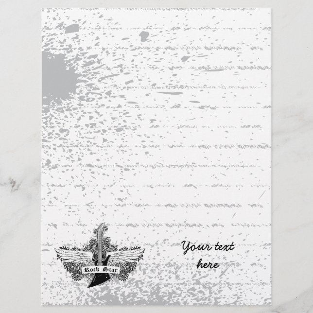 Black white Rock étoiles ailes de guitare électriq (Devant)