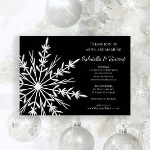 Black White Snowflake Invitation de mariage hivern
