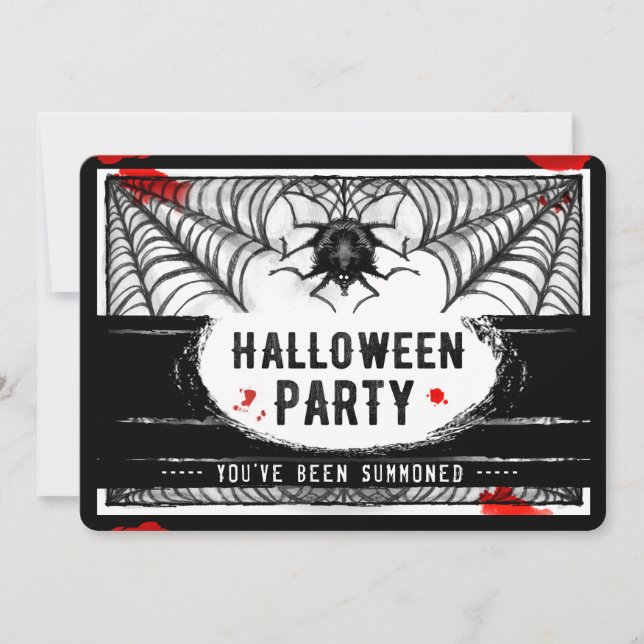 Black & White Spider Web Halloween Invitation de f (Devant)