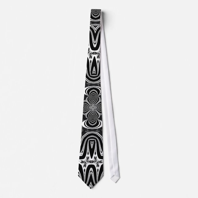 Black White Tribal Design Mens cravate de mode (Devant)