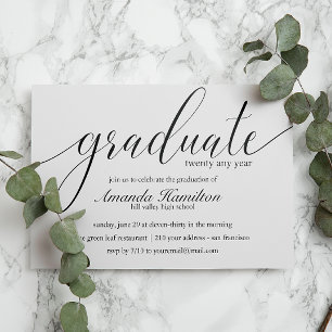 Black White typographie Graduation Invitation