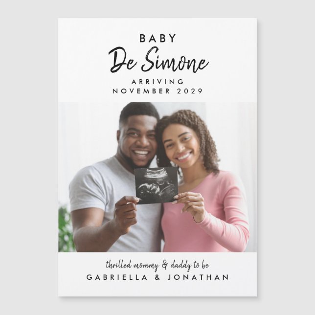  Black White Typography Sonogram Photo Pregnancy (Devant)