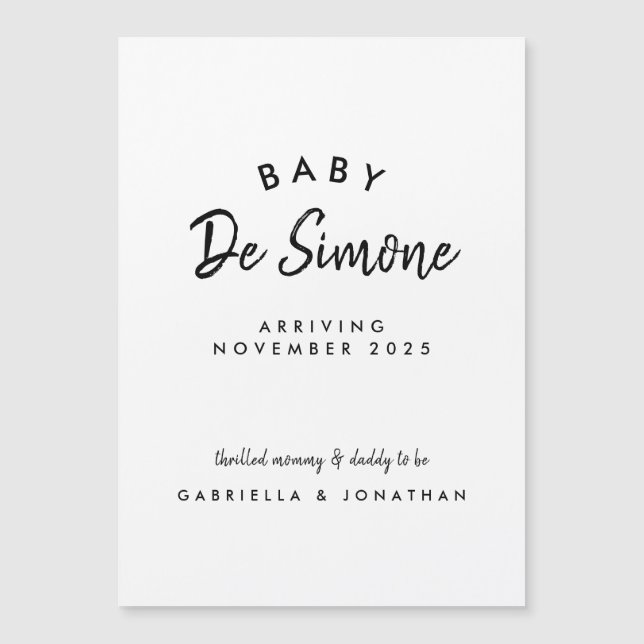Black White Typogrpahy Pregnancy Magnetic Card (Devant)