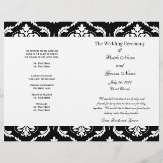 Black White Vintage Mariage damassé Programme