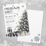Black White Winter Christmas Party Invitation<br><div class="desc">Invités Invitations à votre fête de Noël avec cette élégante invitation de fête de Noël avec un design sophistiqué d'aquarelle. En haut, la "fête de Noël" s'affiche dans un script gracieux avec une légère courbe pour un flux doux et festif. Sous l'arbre noir et blanc, à la teinte verte subtile,...</div>