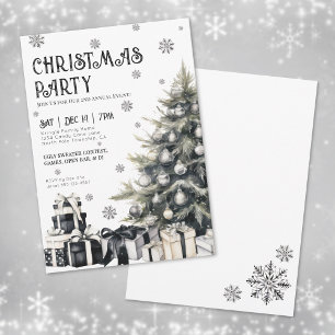 Black White Winter Christmas Party Invitation