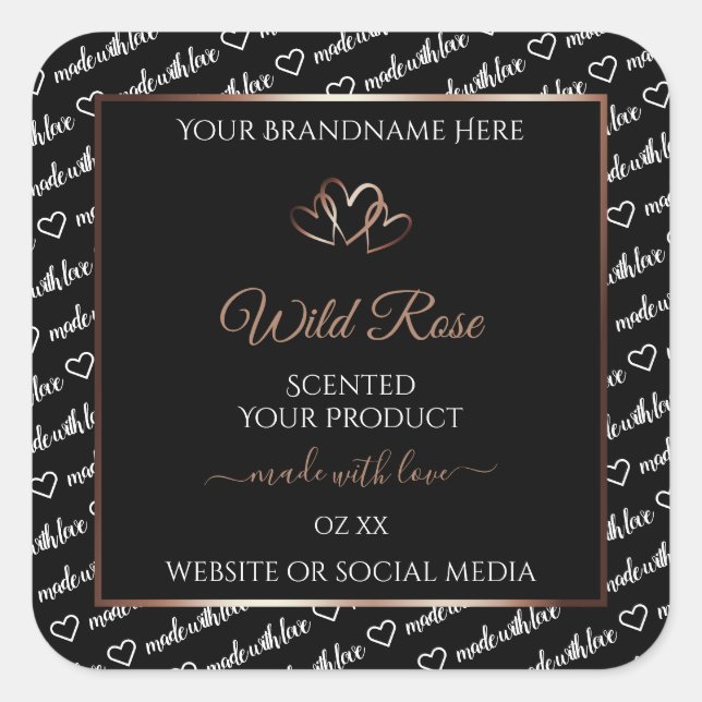 Black White Word Art Étiquette de produit Rose Gol (Devant)