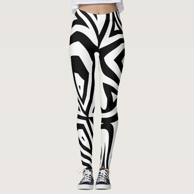Black & White Zebra Stripes Femen Leggings (Devant)