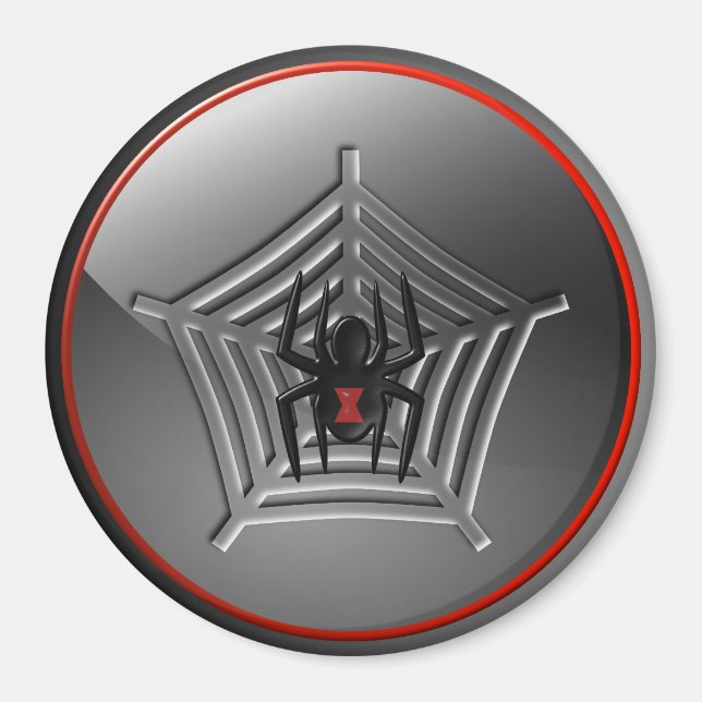 Black Widow Spider Web Halloween Frigo Magnet (Devant)