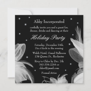 Black Winter White Feathers Invitation de vacances