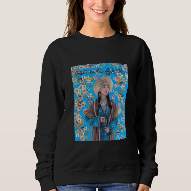 Black Women’s Sweatshirt with Kazakh Girl (Devant)