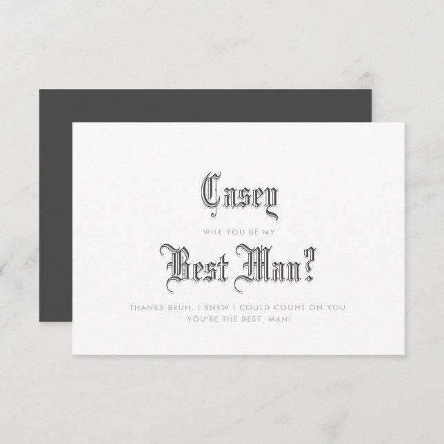 Blackletter Best Man Invitation (Devant / Derrière)