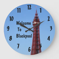 Blackpool Tower Blue Sky Day Grande horloge