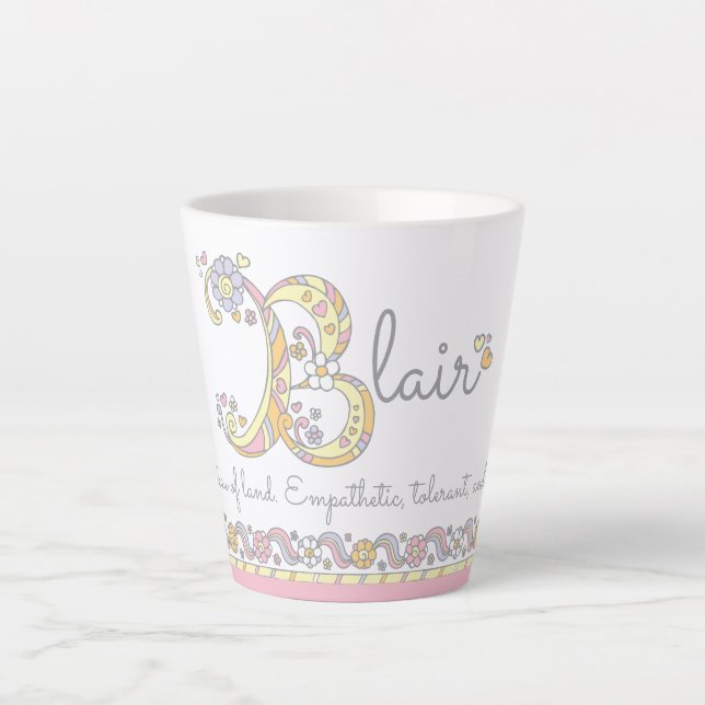 Blair lettre B nom signifiant monogramme Latte Mug (Devant)