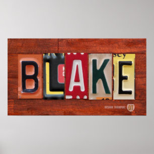 BLAKE Licence Plaque Lettres Nom Affiche Poster
