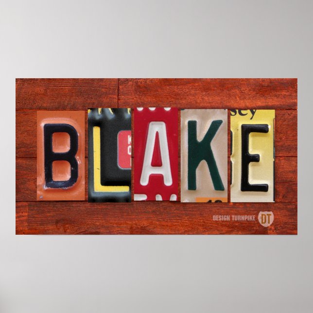 BLAKE Licence Plaque Lettres Nom Affiche Poster (Devant)